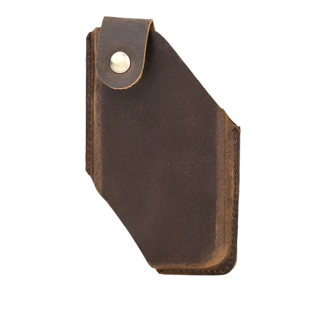 100% Nubuck Leather Men Phone Waist Case Bag for iPhone 16 15 14 13 Magnetic Button Cellphone Belt Clip Holster