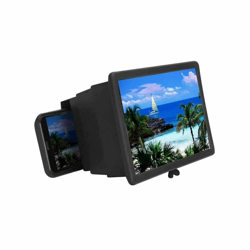 12" HD 3D Phone Screen Magnifier w/ Stand, Adjustable Angle, PVC ABS