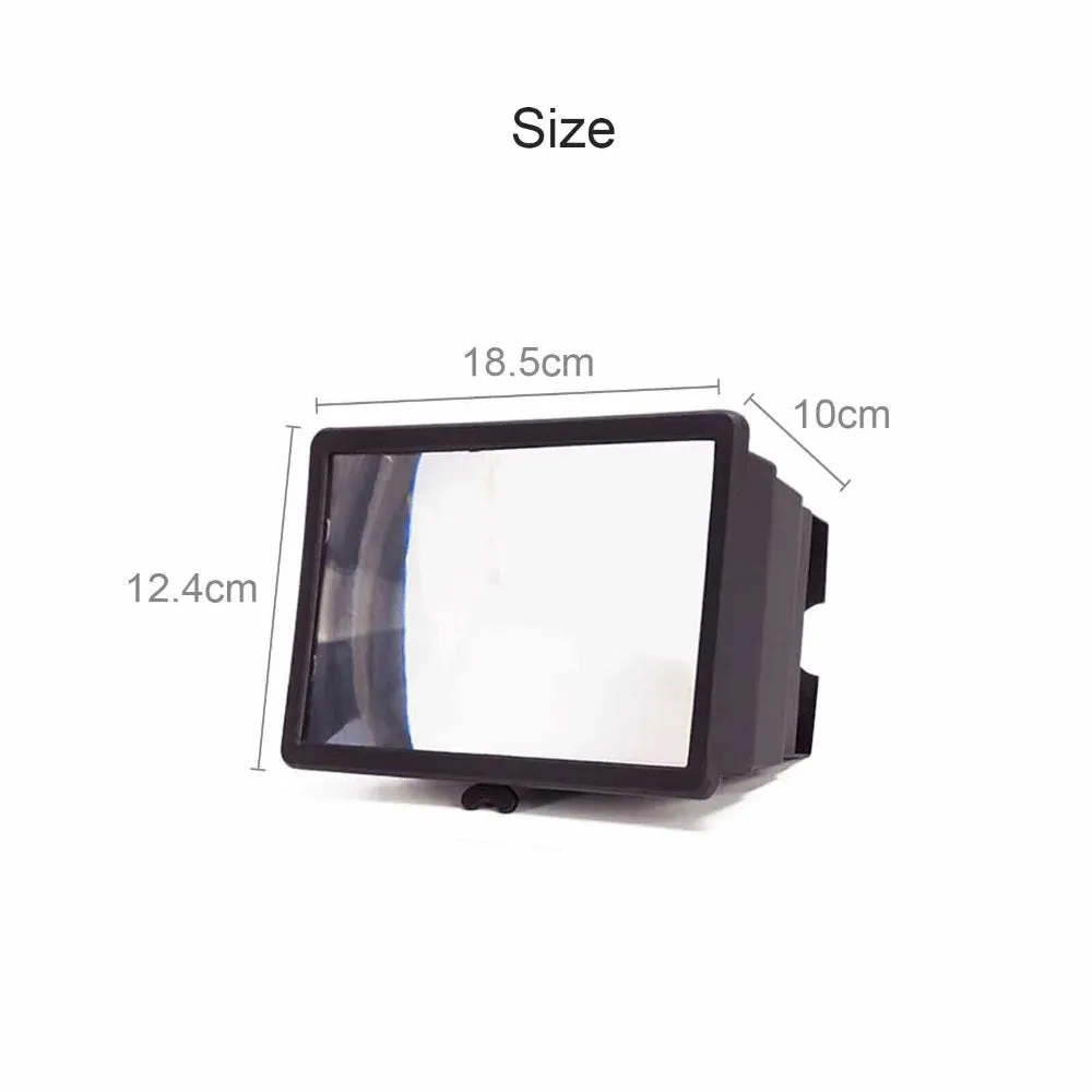 12" HD 3D Phone Screen Magnifier w/ Stand, Adjustable Angle, PVC ABS