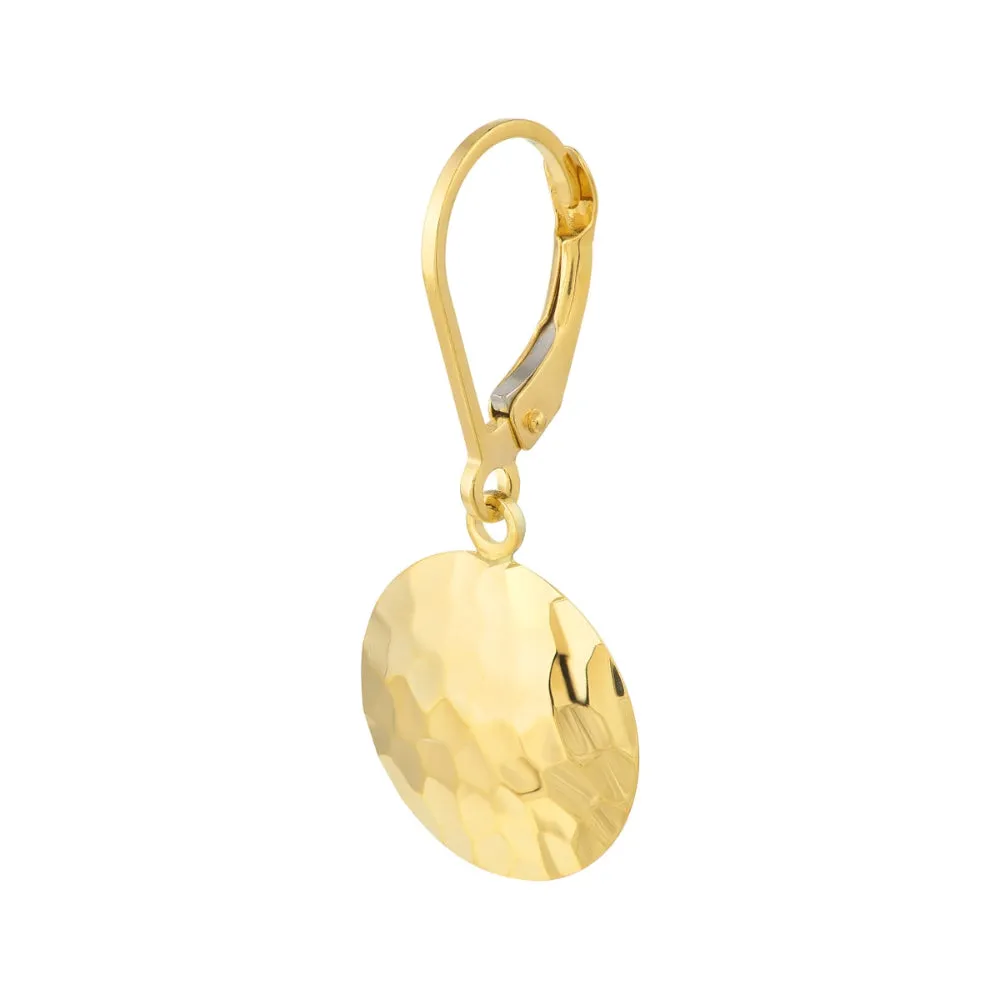 14k Gold Hammered Disc Earrings