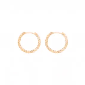 14k Gold Rope Huggie Hoops