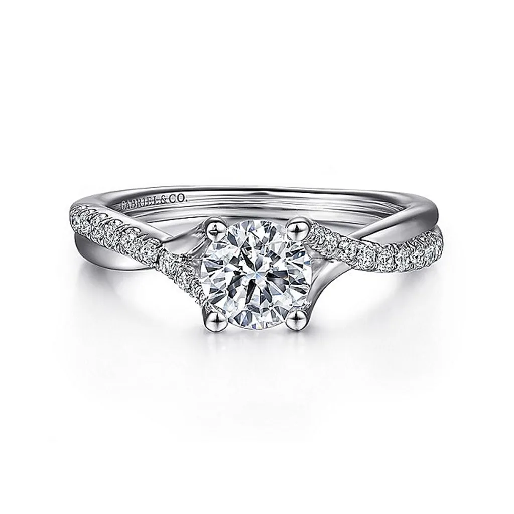 14K White Gold 'Leigh' Twist Round Diamond Engagement Ring