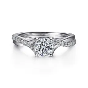 14K White Gold 'Leigh' Twist Round Diamond Engagement Ring