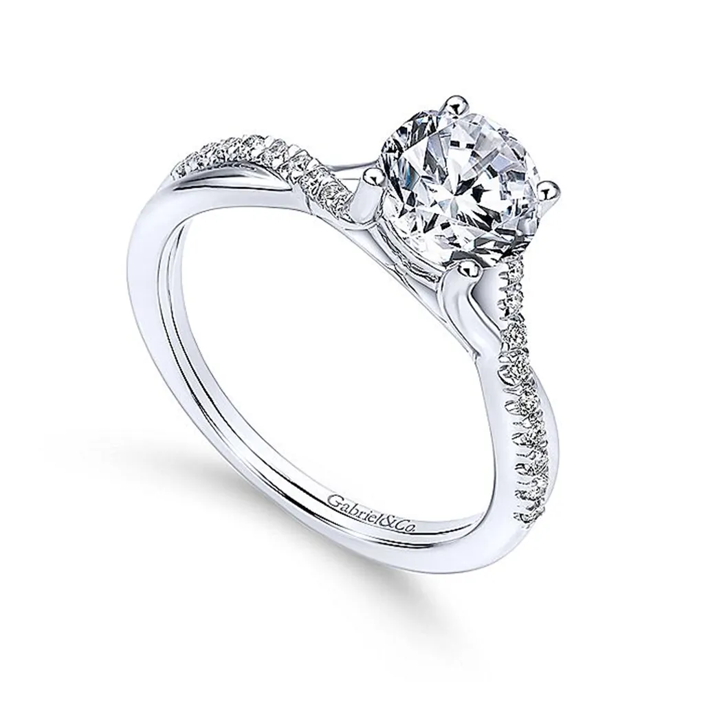 14K White Gold 'Leigh' Twist Round Diamond Engagement Ring