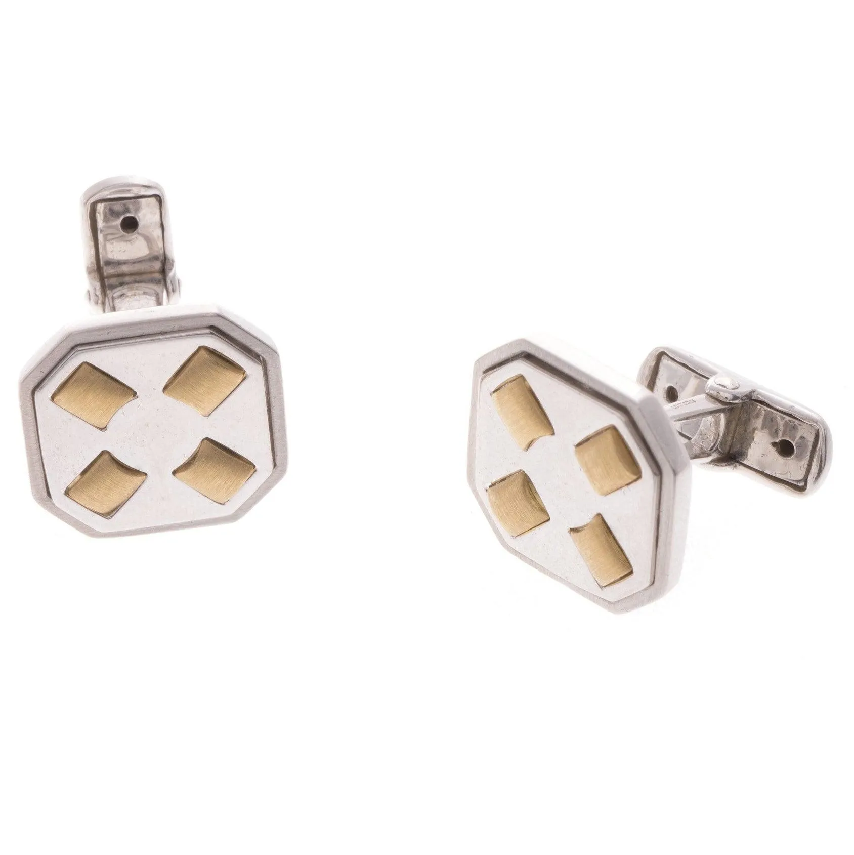 18ct White & Yellow Gold Men's Cufflinks CU-2538