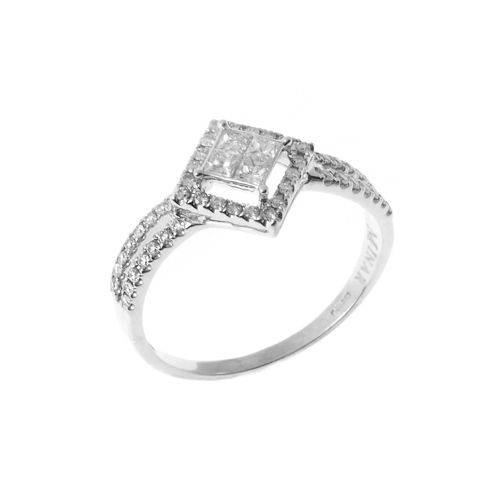 18ct White Gold Diamond Cluster Dress Ring MCS2830