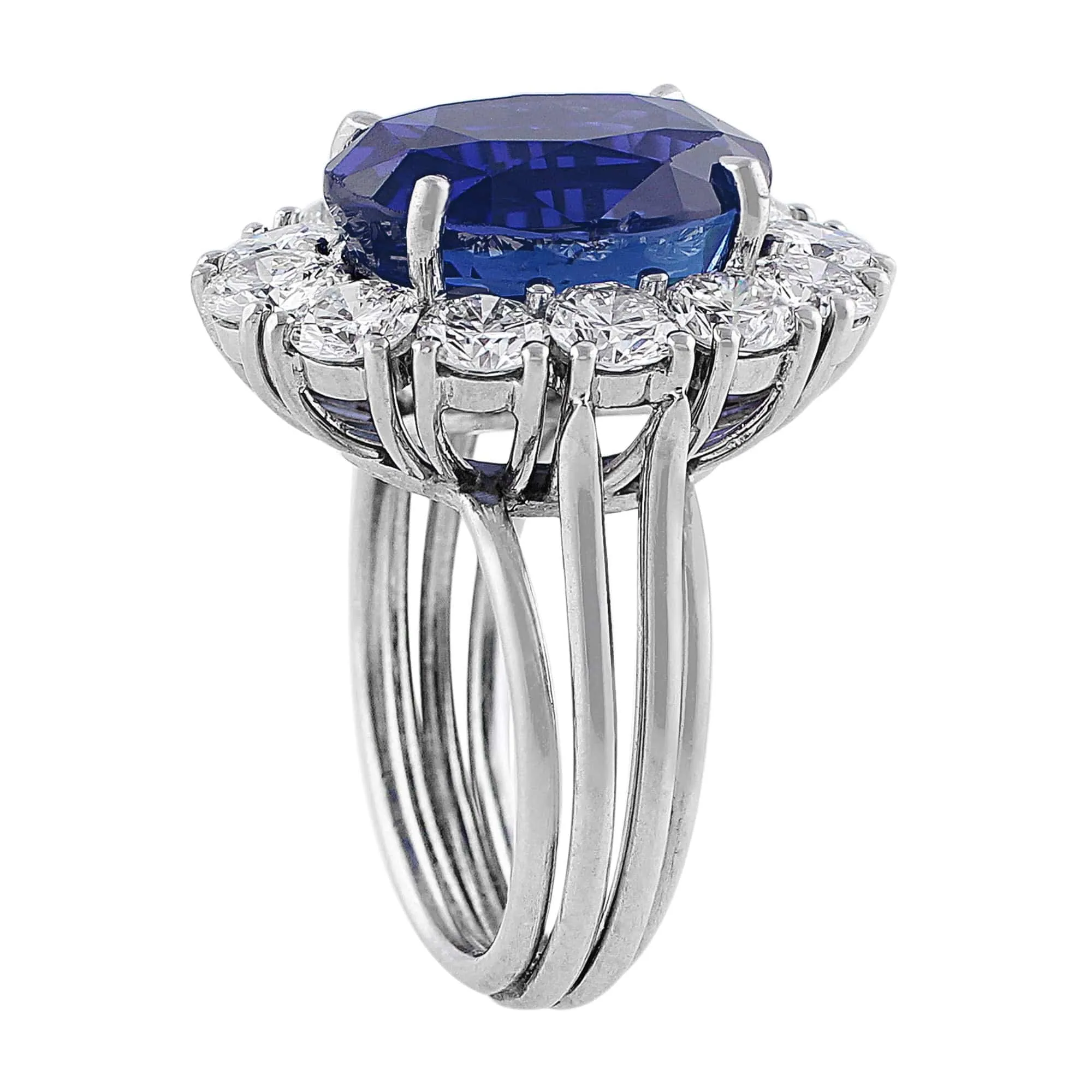 18k White Gold 9.52 ct Burmese Unheated Sapphire Ring, Gubelin certified