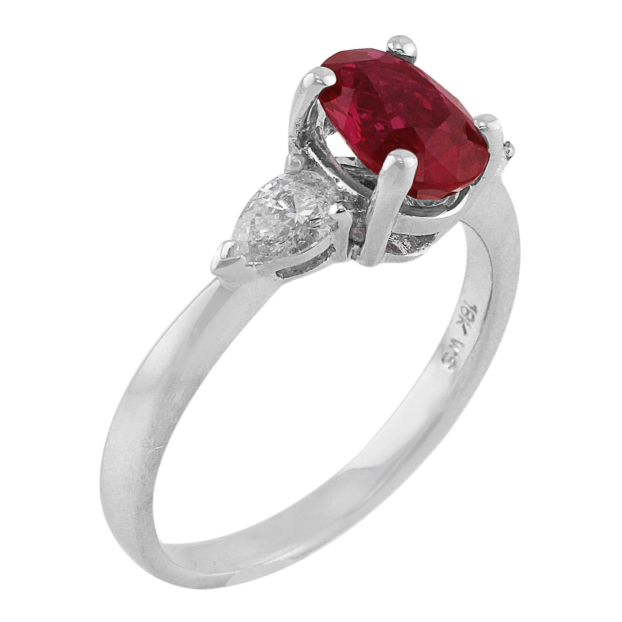 18k White Gold Estate 1.5ct Ruby Diamond Ring