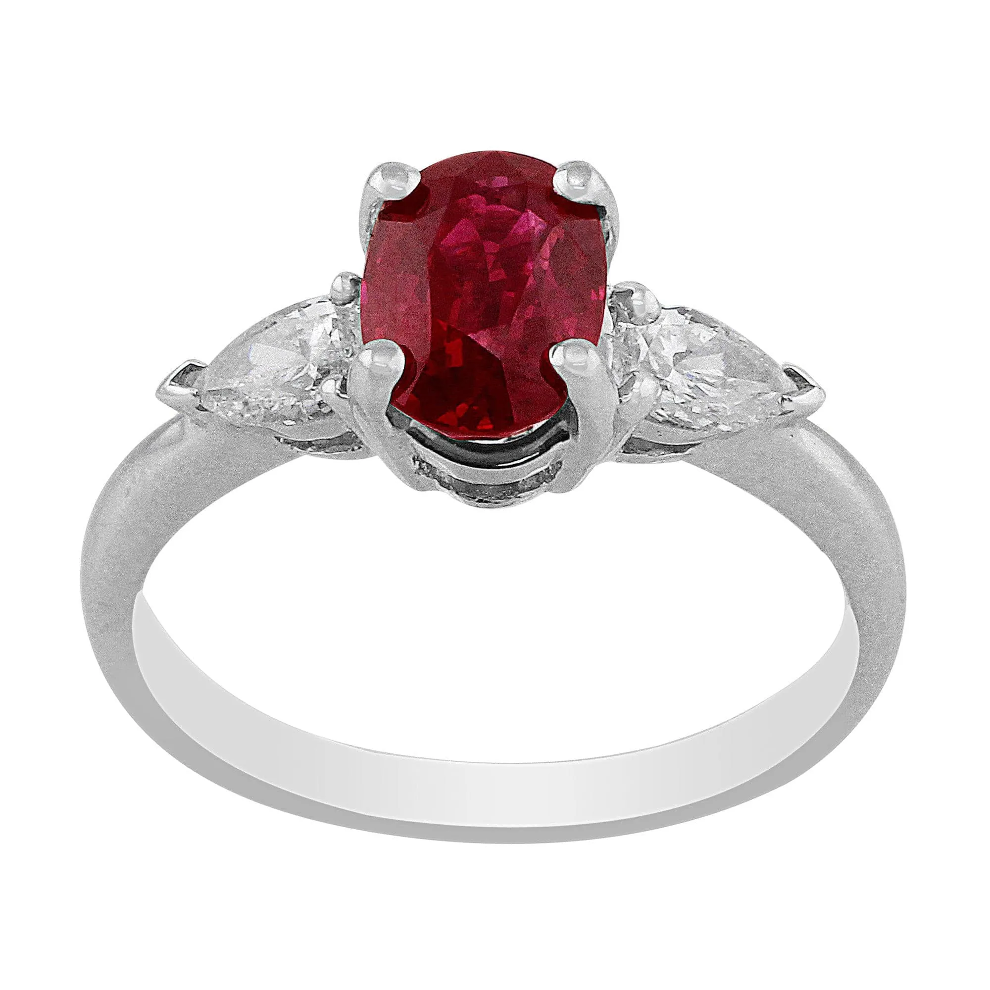 18k White Gold Estate 1.5ct Ruby Diamond Ring