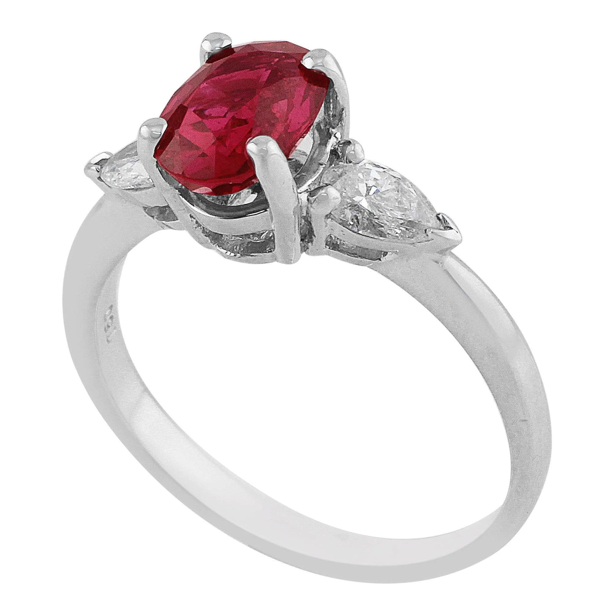 18k White Gold Estate 1.5ct Ruby Diamond Ring