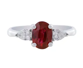 18k White Gold Estate 1.5ct Ruby Diamond Ring