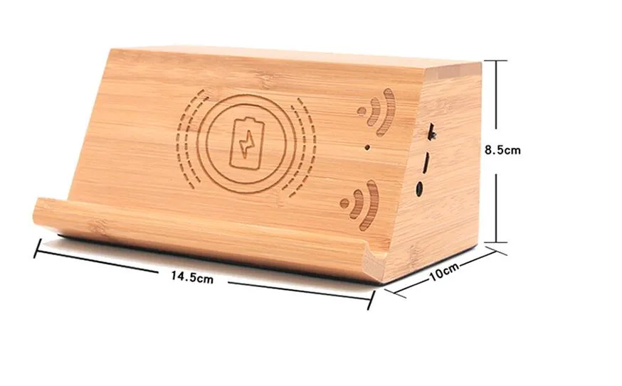 2 in1 wooden wireless charger with speaker