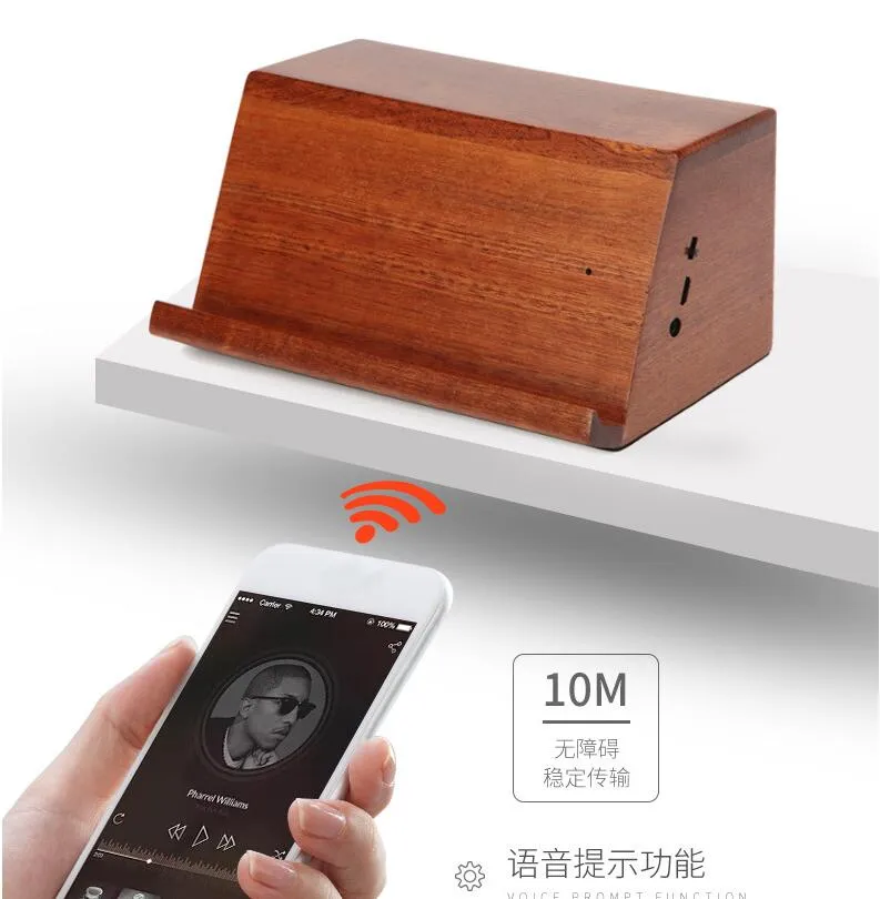 2 in1 wooden wireless charger with speaker