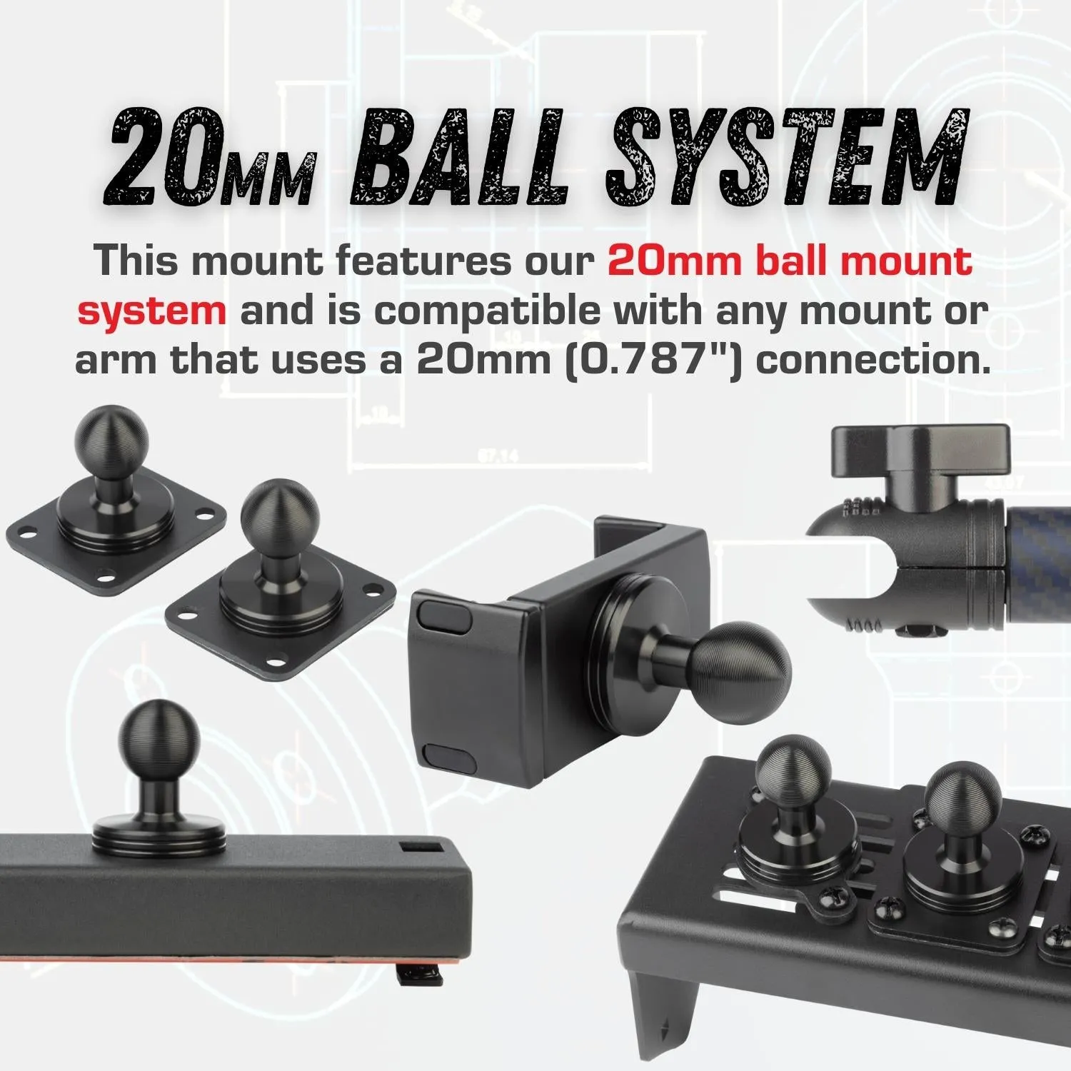 2013-2018 RAM Truck & 2019  RAM 1500 Classic Dual 20mm Ball Metal Dash Mount with Single Phone Holder