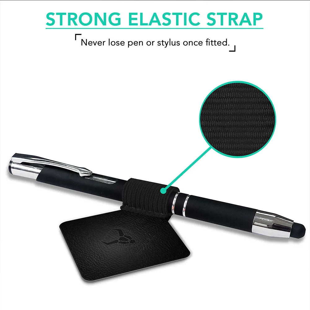 3X Quality Elastic PU Leather Adhesive Pen Loop Stylus Holder Black