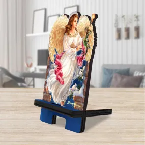 Angel of the Light Cell Phone Stand Inspirational Décor | Wood Mobile Tablet Holder Charging Station Organizer - 892076C-DG