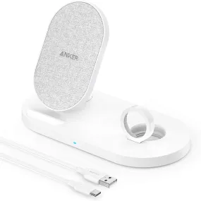 Anker PowerWave 2 in 1 Stand Qi Wireless Charger White - A2595