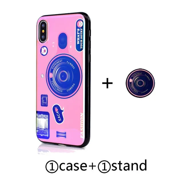 Blu-ray camera Pattern Phone Case For huawei p9 p10 p20 p30 pro lite plus case with Lanyard and Bracket