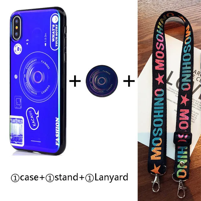 Blu-ray camera Pattern Phone Case For huawei p9 p10 p20 p30 pro lite plus case with Lanyard and Bracket