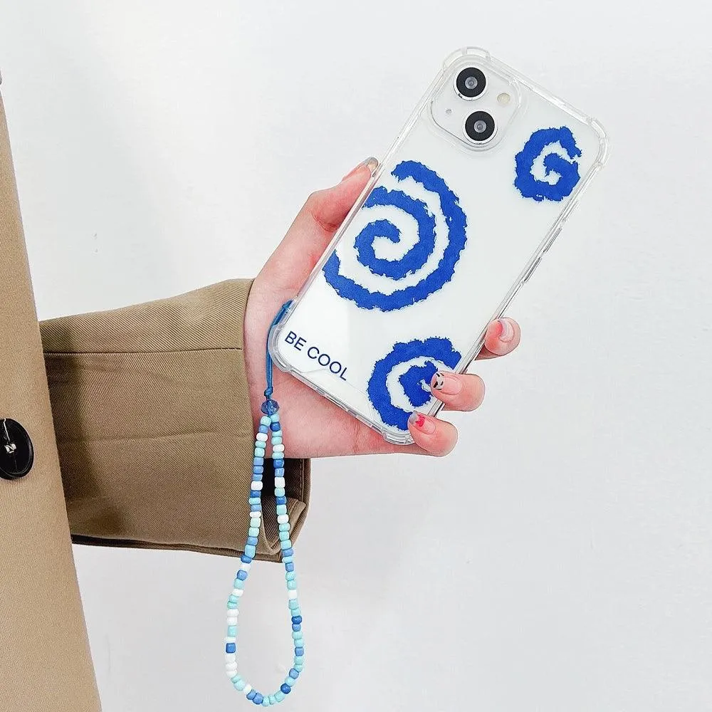 Blue Swirl Pattern Clear Phone Cover With Lanyard iPhone