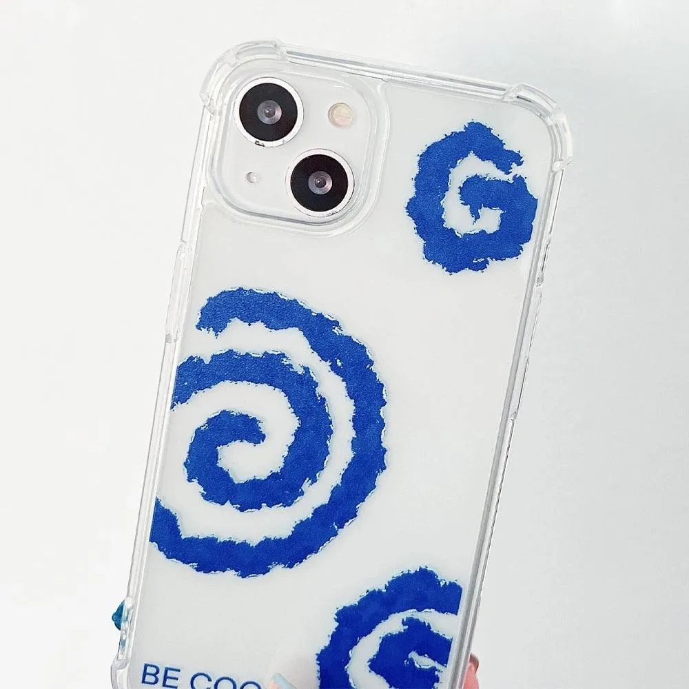 Blue Swirl Pattern Clear Phone Cover With Lanyard iPhone