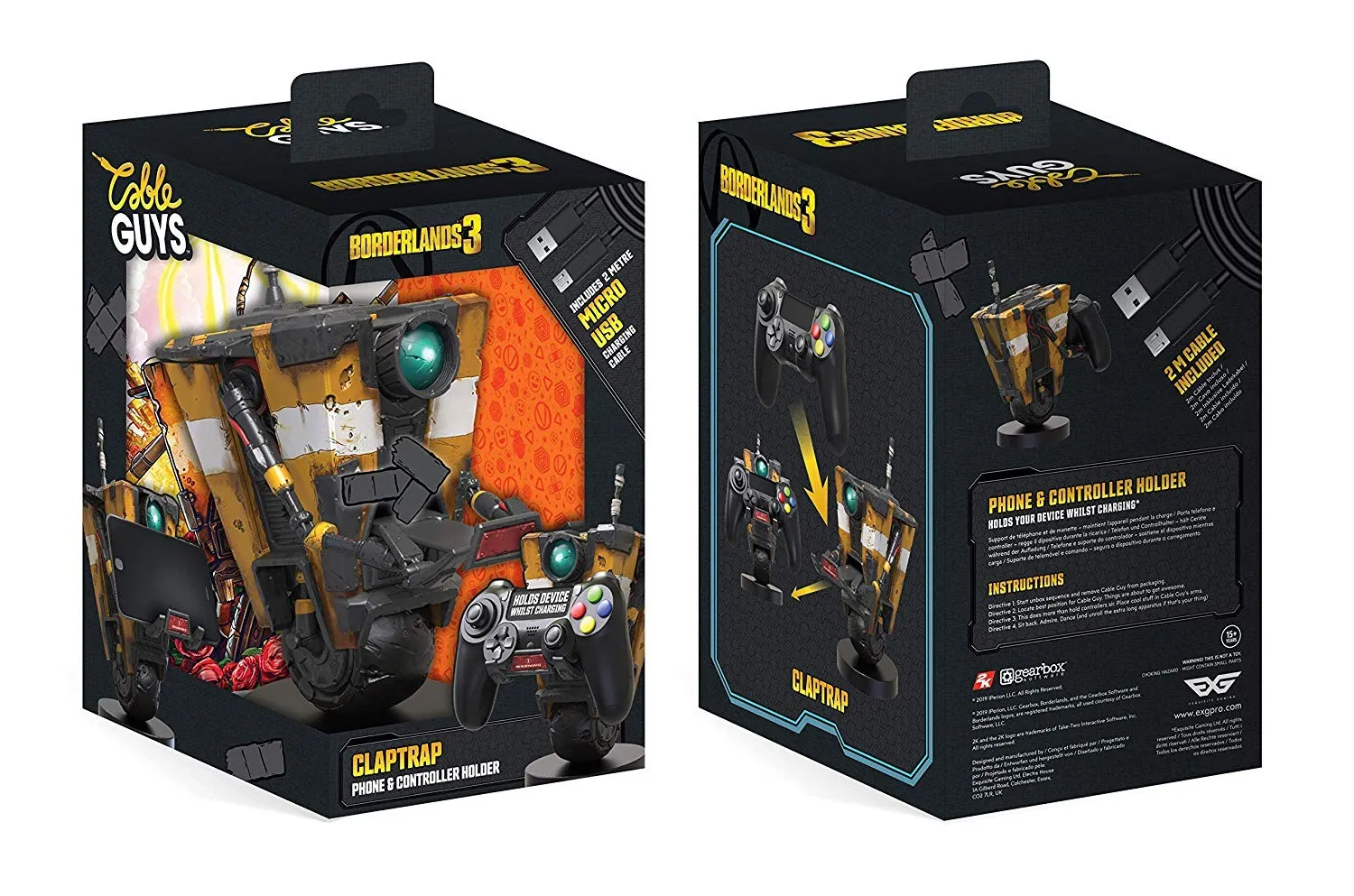 Borderlands Collectable Claptrap 8 Inch Cable Guy Controller and Smartphone Stand