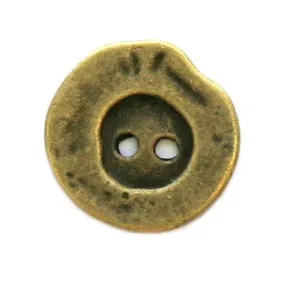 Buttons: Metal Round 2 Holes Antique Brass Irregular 20mm