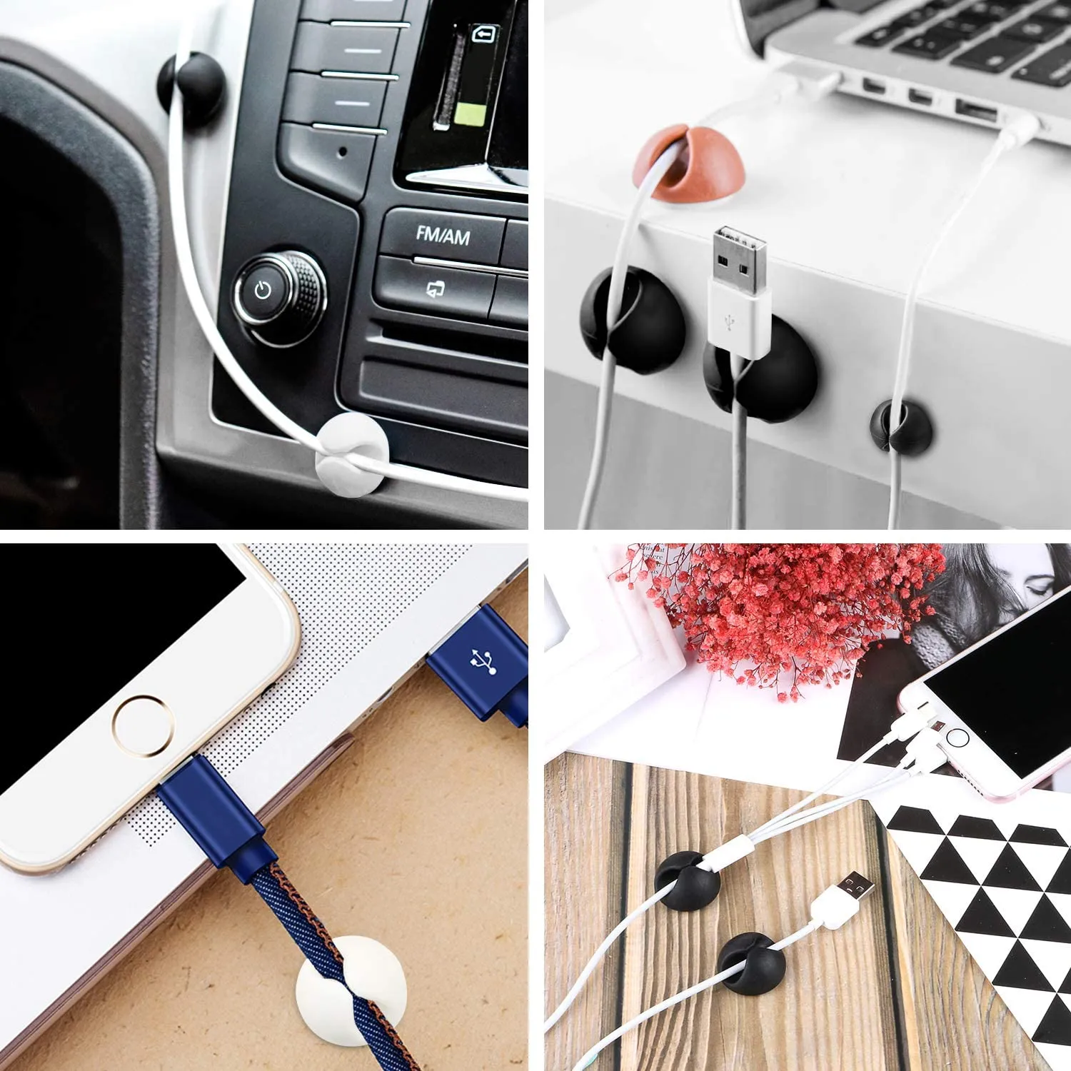 Cable Clips Multi Purpose Cable Organizer , Wire Holder For Desk And Table Use