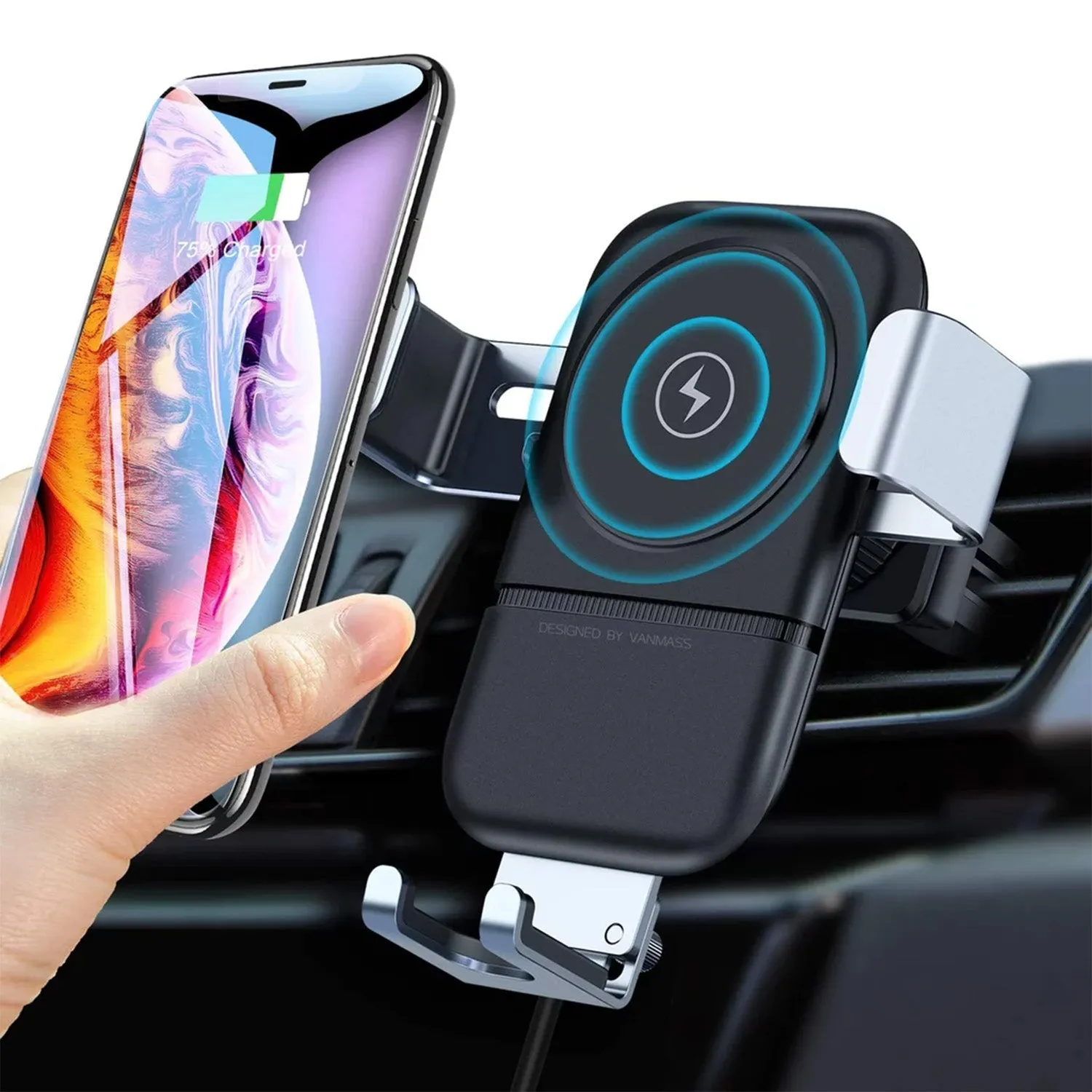 Car Phone Holder Wireless Car Charger 10W Qi Fast Charging Car Charger Gravity Auto Clamping 360° Rotation Air Vent Car Mount Holder