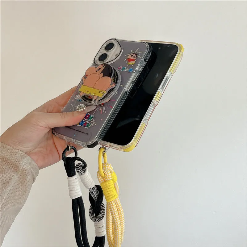 Crayon Shin-chan MagSafe Shockproof Case with Lanyard & Magnetic Airbag Grip Bracket