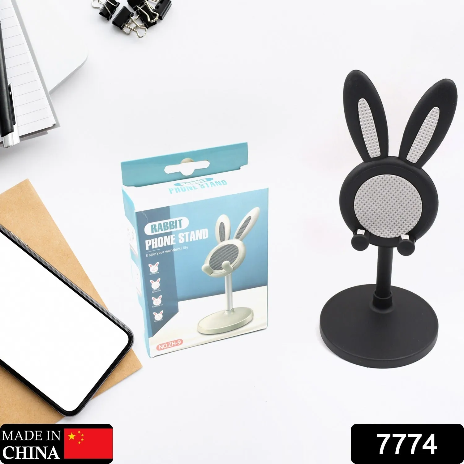 Cute Bunny Phone Stand, Angle Height Adjustable Phone Stand for Desk, Kawaii Phone Holder Desk Accessories, Easter Bunny Gifts Favor for Girl & Boys Accessories for Phone, Tablet, Easter Gifts Favors