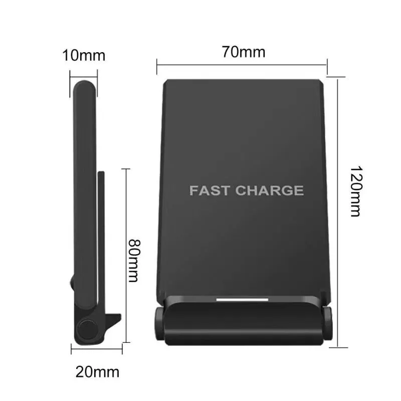 Folding mobile phone holder with wireless charger