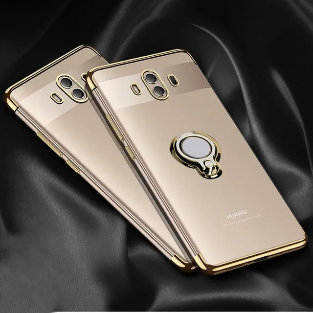 For Huawei P20 lite P20 Pro P10 Lite Case Metal Ring Holder Magnetic Silicone Case For Huawei Mate 9 10 Honor9 p30lite p30 case