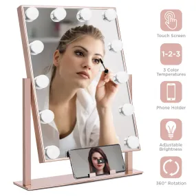 Hollywood Makeup Vanity Mirror w/ Smart Touch, Phone Holder, 12 LED Lights