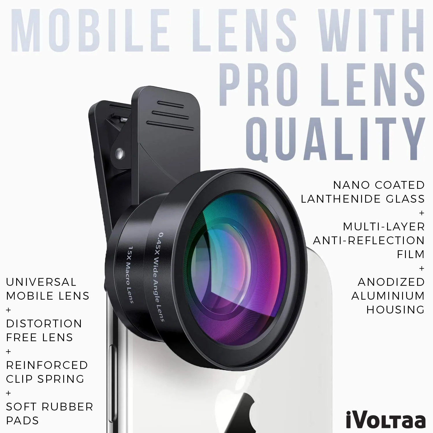 iVoltaa Pro-Kit 2 in1 Wide Angle and Macro Lens (Black)