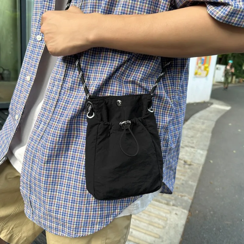 Japanese Nylon Small Shoulder Bag Versatile Vertical Mobile Phone Bag Casual Simple Coin Purse Earphone Bag Ins Crossbody Cloth Bag