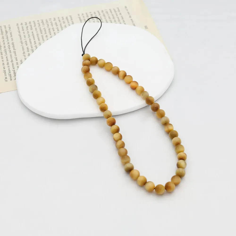 JC - Golden Bead Phone Strap: Tiger Eye design, secure anti-lost chain for women and girls