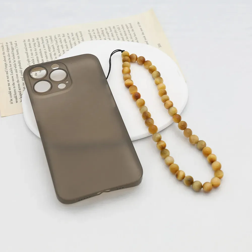 JC - Golden Bead Phone Strap: Tiger Eye design, secure anti-lost chain for women and girls