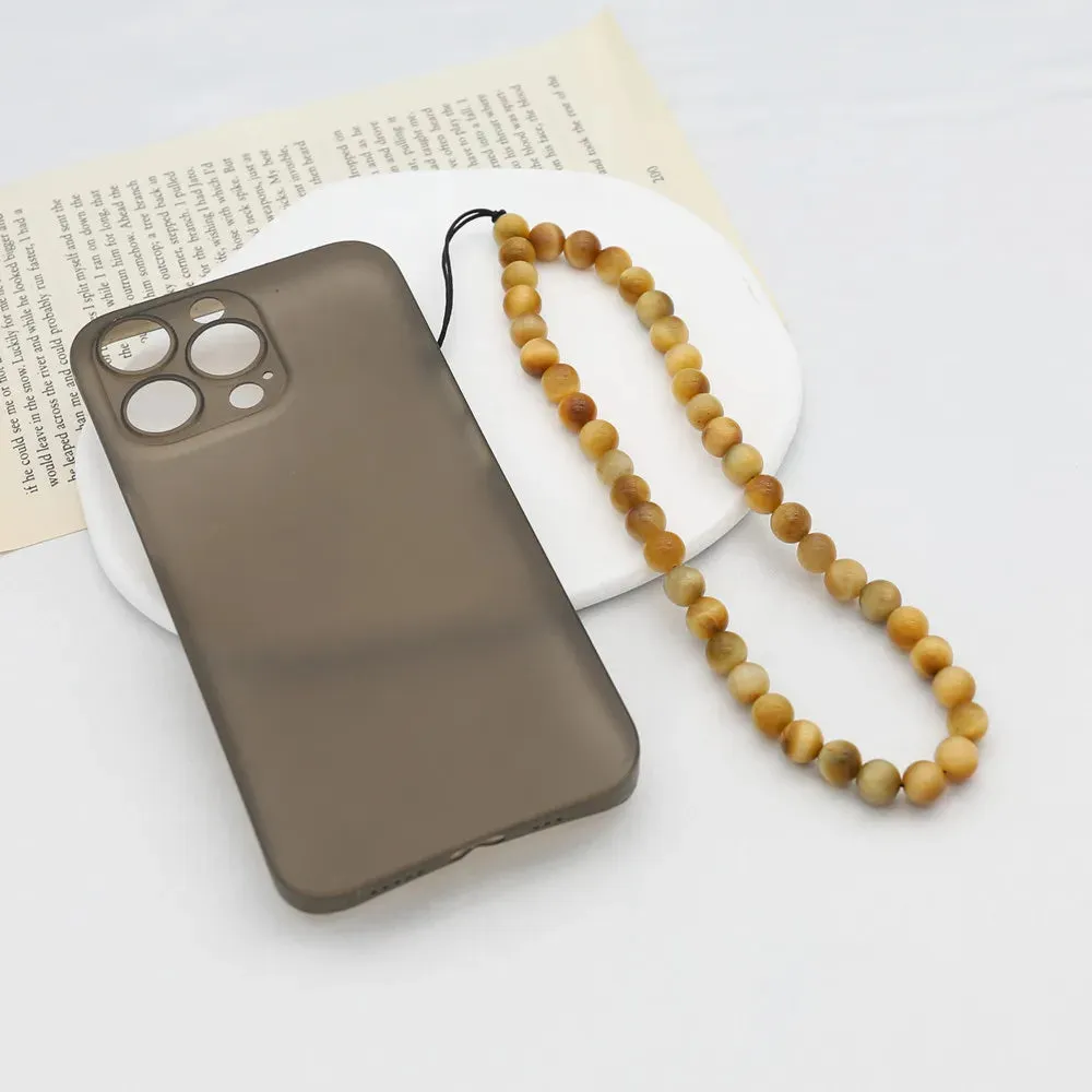 JC - Golden Bead Phone Strap: Tiger Eye design, secure anti-lost chain for women and girls