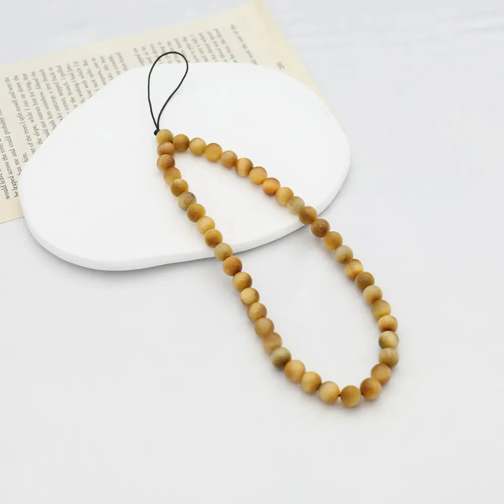 JC - Golden Bead Phone Strap: Tiger Eye design, secure anti-lost chain for women and girls