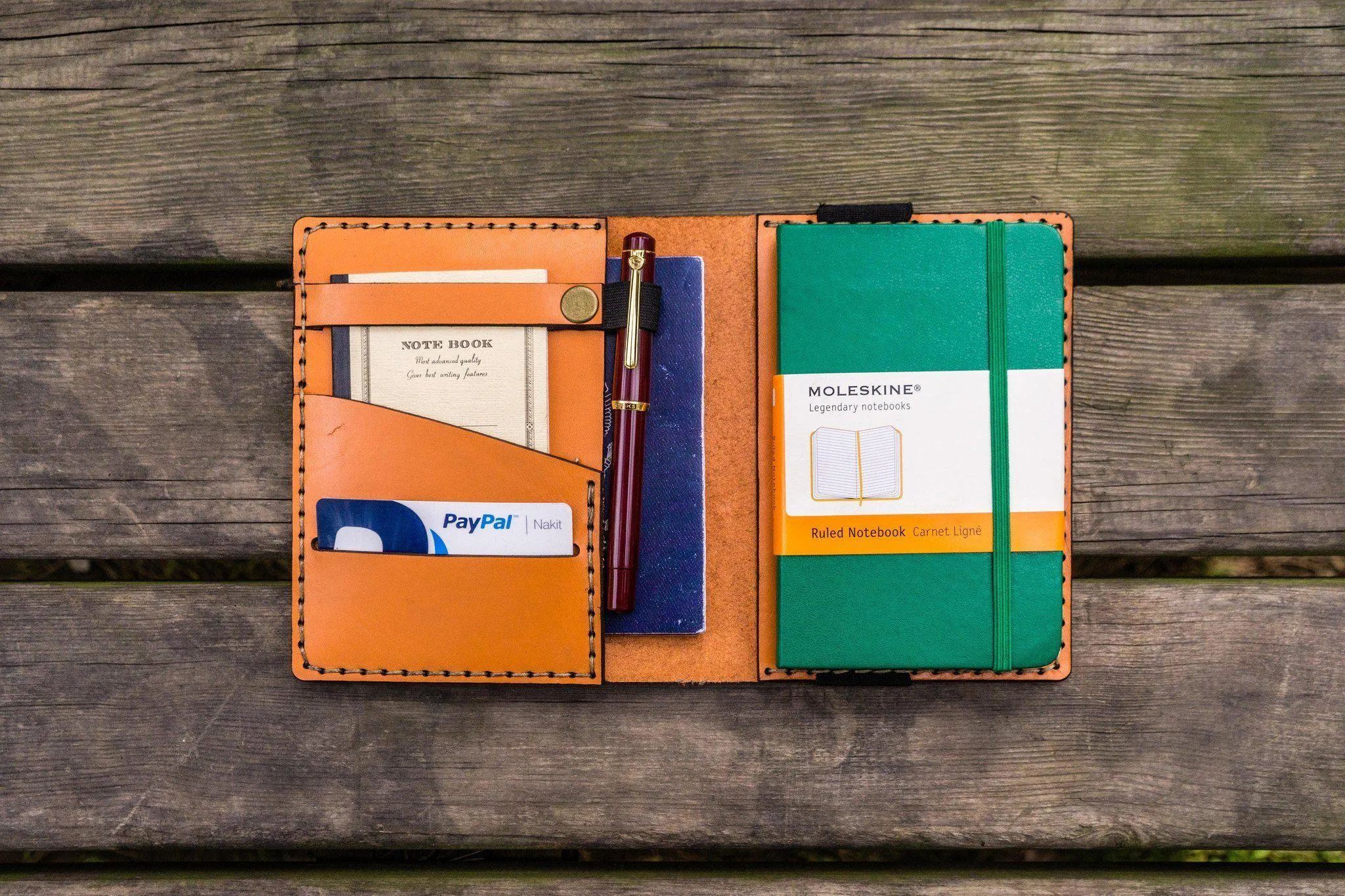 Leather Pocket Moleskine Journal Cover - Orange