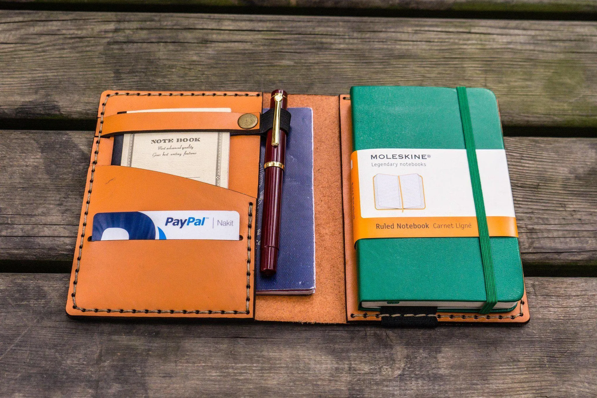 Leather Pocket Moleskine Journal Cover - Orange