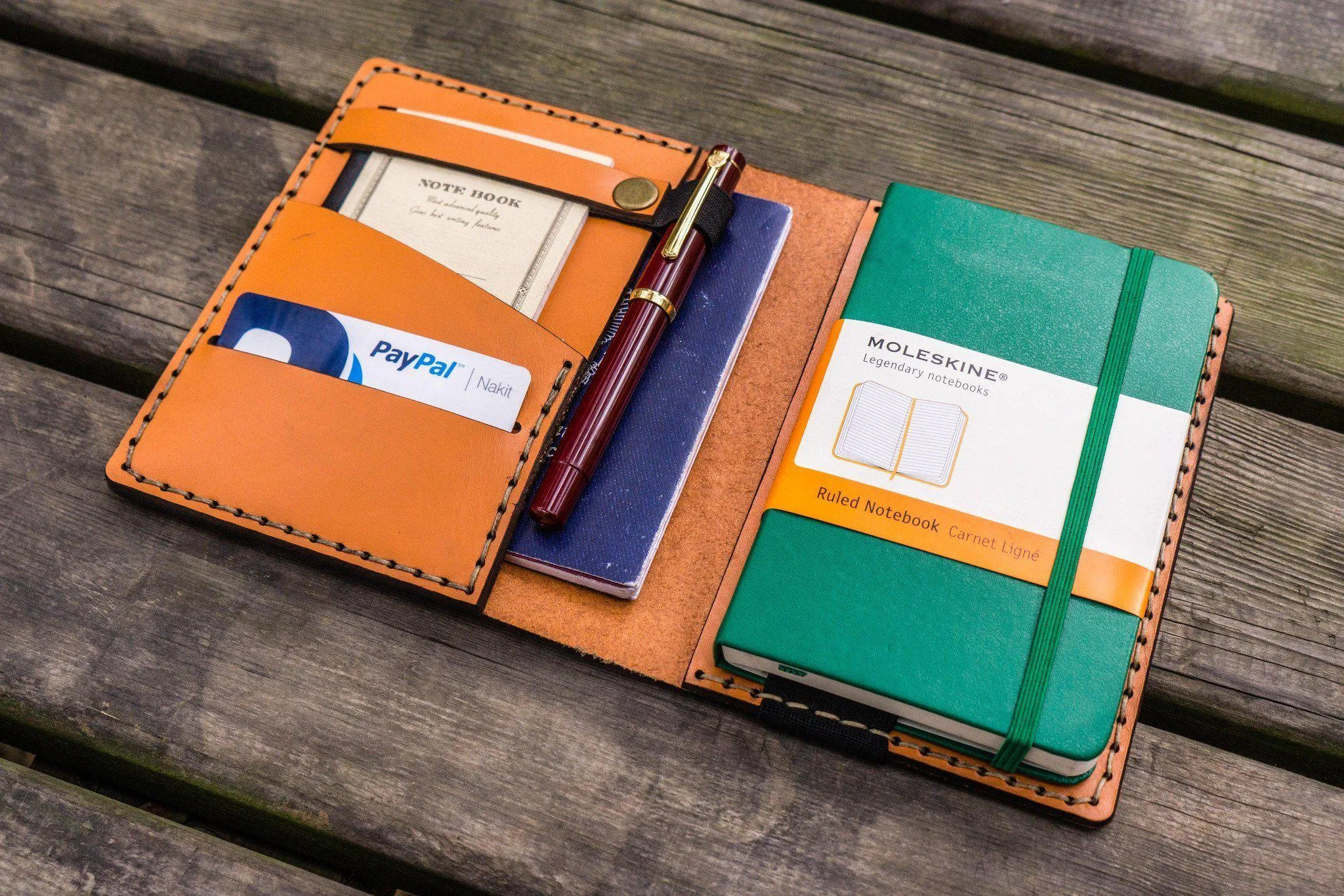 Leather Pocket Moleskine Journal Cover - Orange