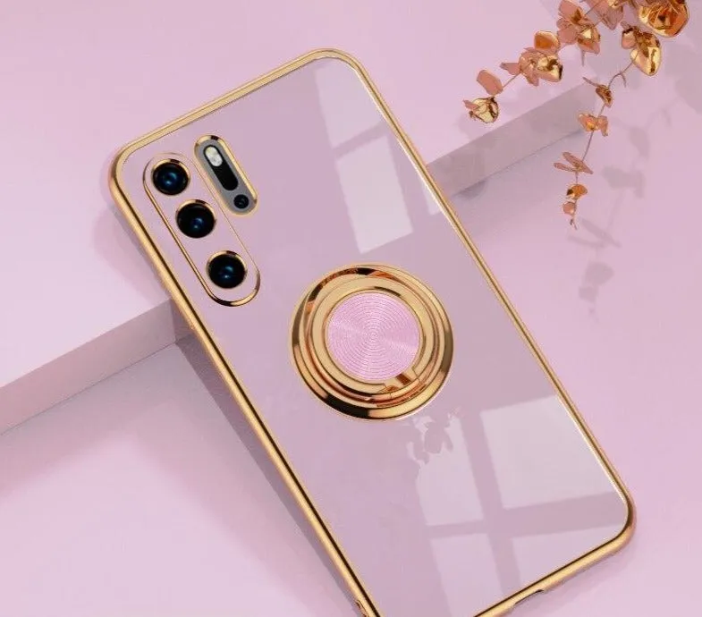 Luxury Royal Ring Holder Silicone Case For Huawei Phones