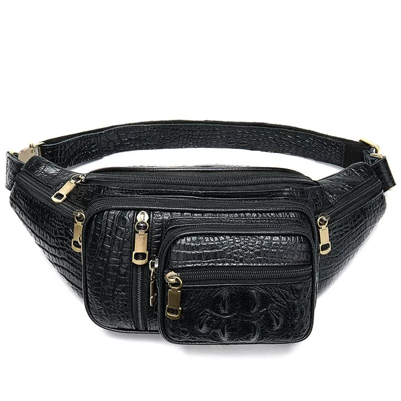 Mens Casual Outdoor Vintage Leather Chest Bags Waist Packs