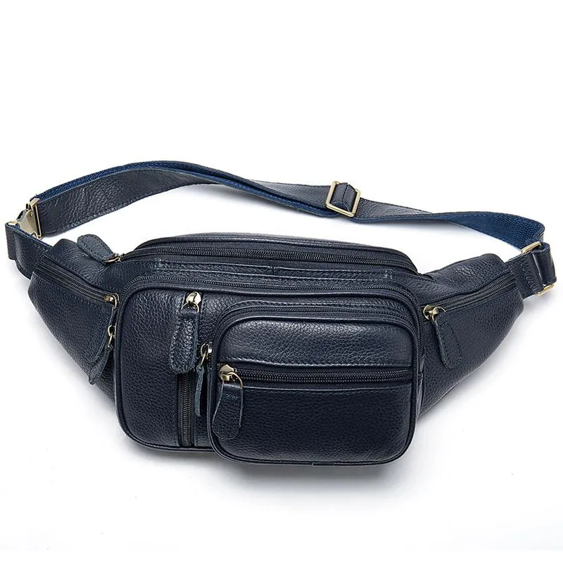 Mens Casual Outdoor Vintage Leather Chest Bags Waist Packs