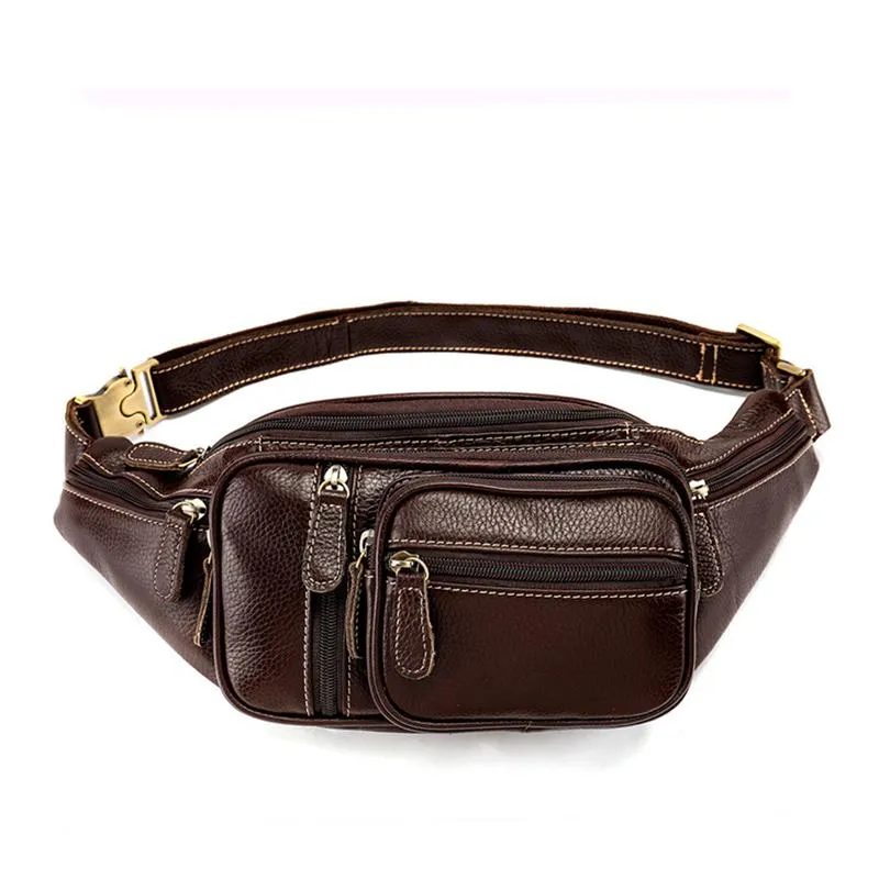 Mens Casual Outdoor Vintage Leather Chest Bags Waist Packs