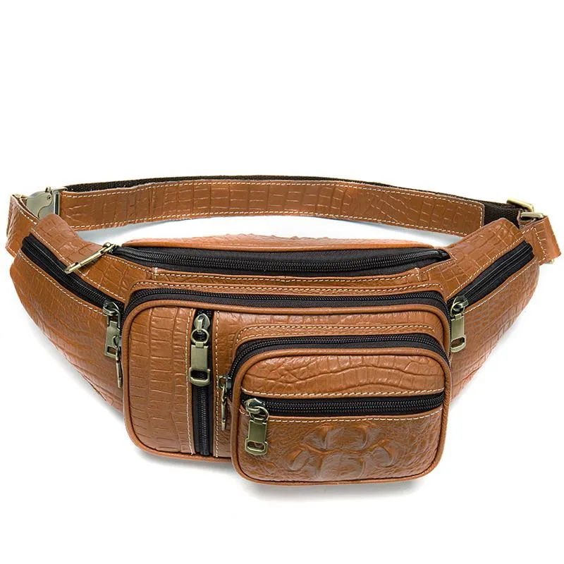 Mens Casual Outdoor Vintage Leather Chest Bags Waist Packs