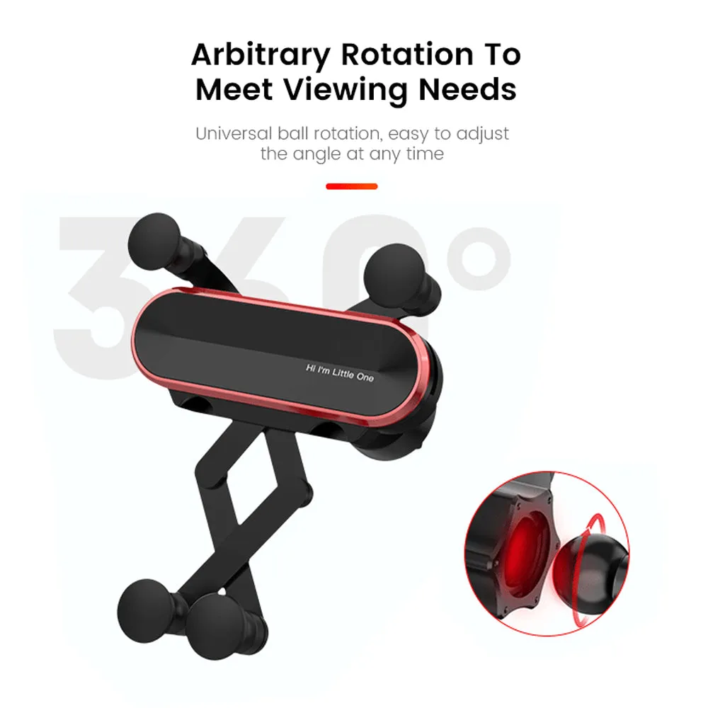 Metal Gravity Car Phone Holder, 360° Rotation, Universal