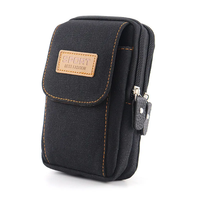 Mobile Phone Waist Bag Men's Belt Mobile Phone Case Belt Waist Bag Multi-Functional Canvas Mobile Phone Bag Hanging Bag